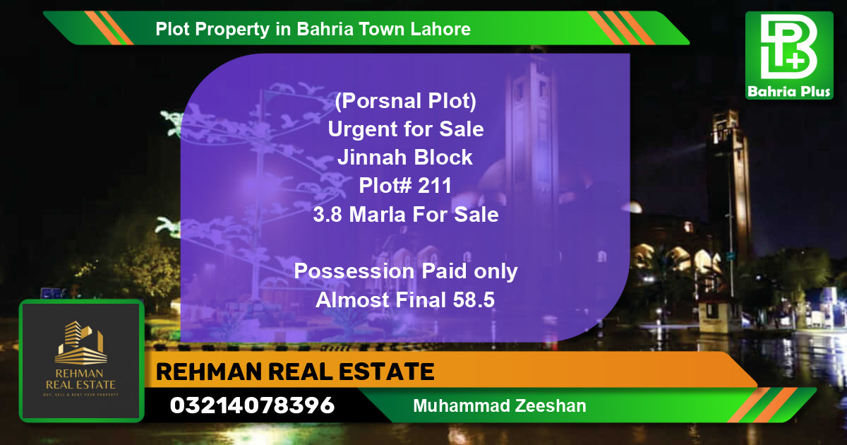 Residential Plot for Sale in Bahria Town, Lahore - (BP-85551)