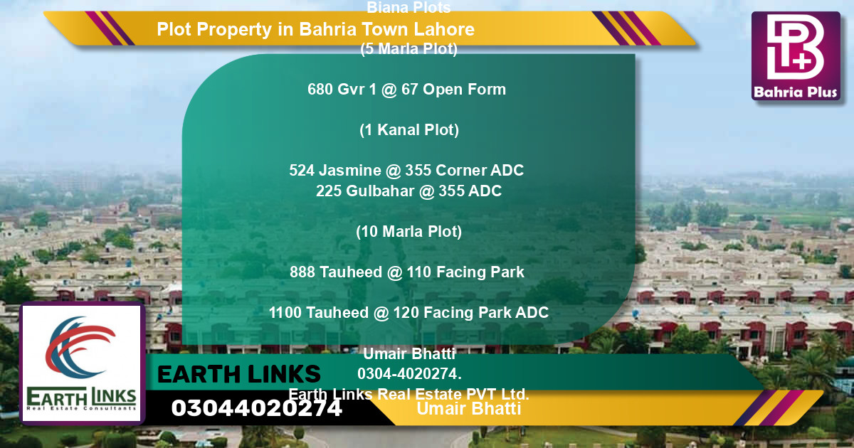 Residential Plot for Sale in Bahria Town, Lahore - (BP-85560)