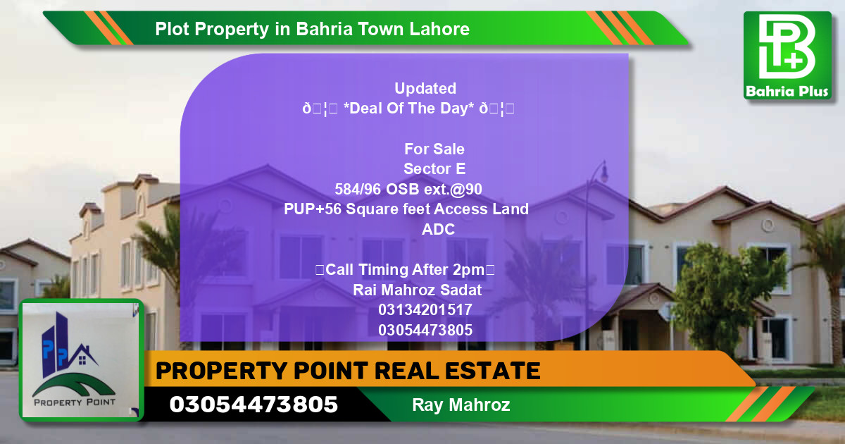Residential Plot for Sale in Overseas B Ext -  Bahria Town, Lahore - (BP-85572)
