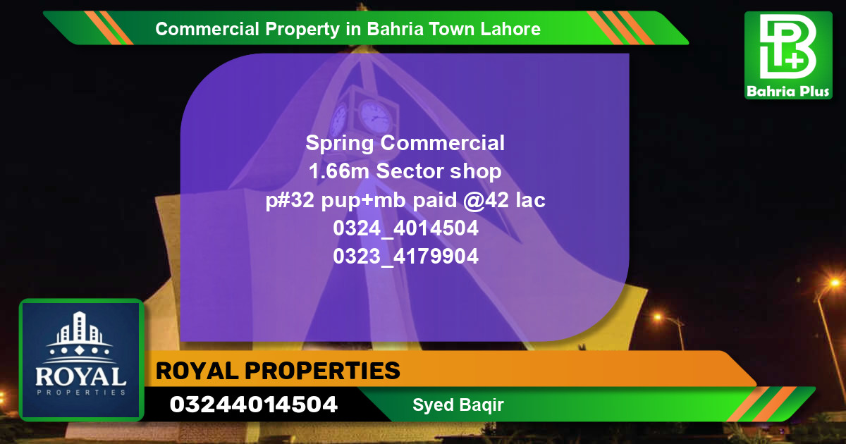 Commercial Property for Sale in Bahria Town, Lahore - (BP-85647)