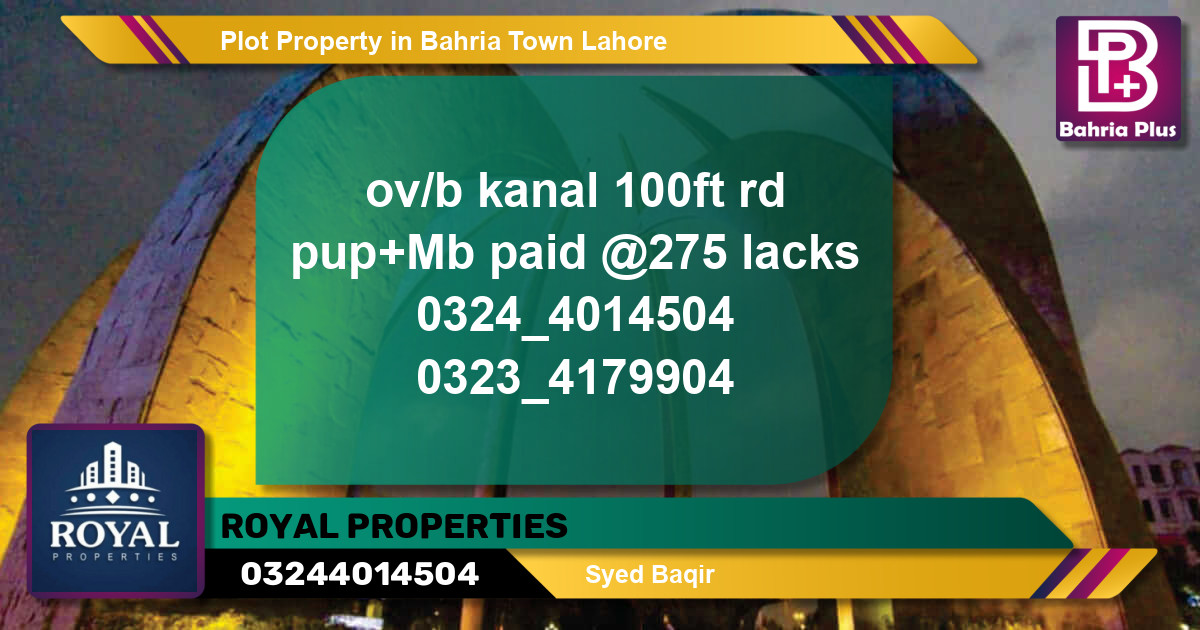 Residential Plot for Sale in Bahria Town, Lahore - (BP-85658)