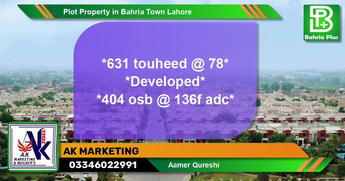 Residential Plot for Sale in Bahria Town, Lahore - (BP-85659)