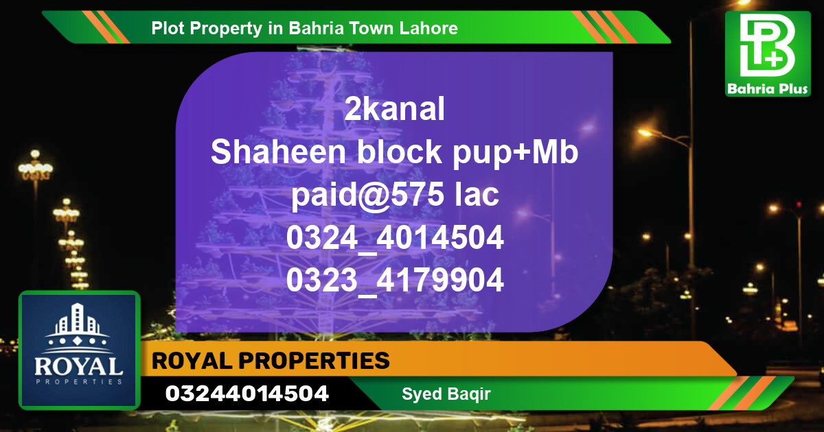 Residential Plot for Sale in Bahria Town, Lahore - (BP-85662)