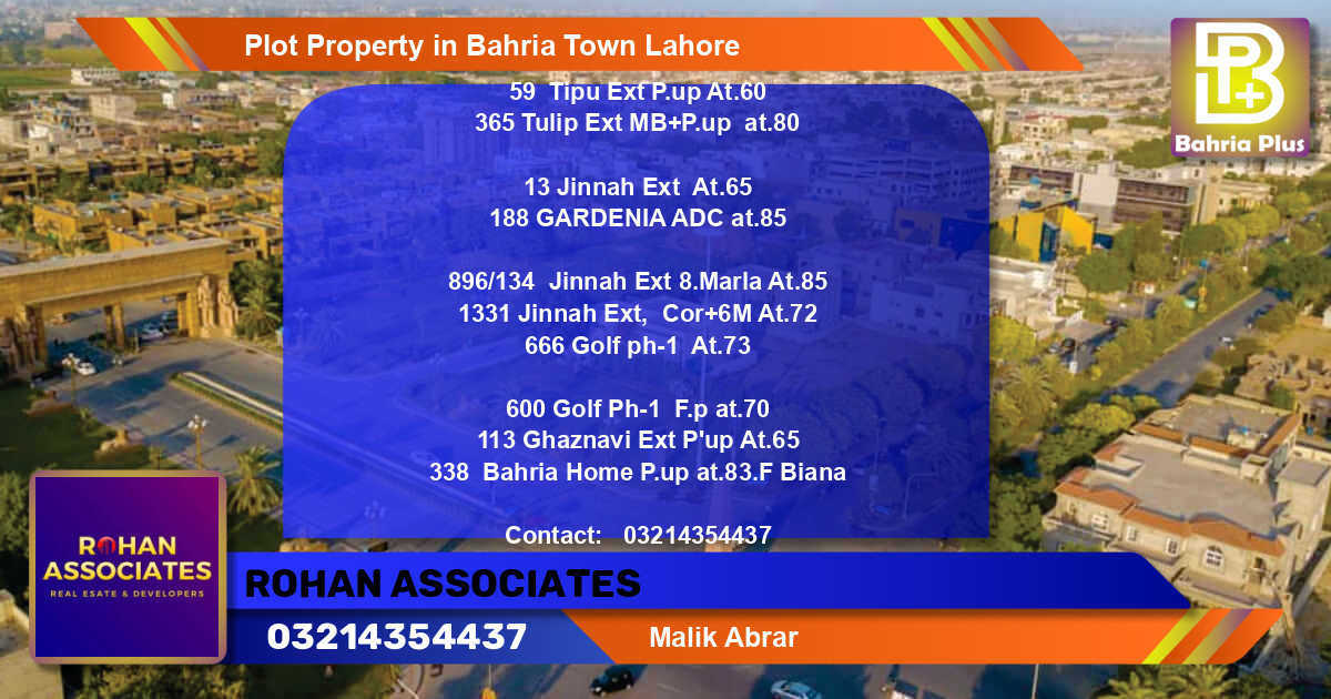 Residential Plot for Sale in Bahria Town, Lahore - (BP-85669)
