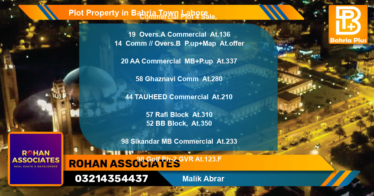 Commercial Plot for Sale in Bahria Town, Lahore - (BP-85673)