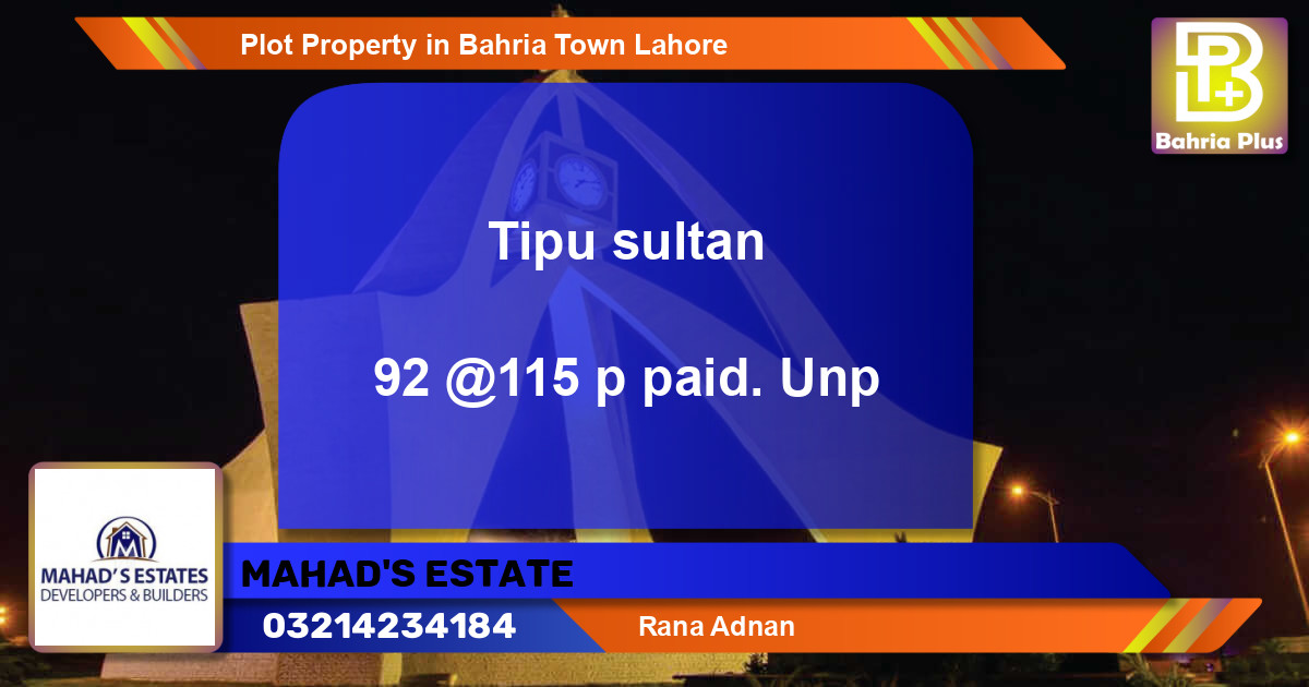 Residential Plot for Sale in Bahria Town, Lahore - (BP-85697)
