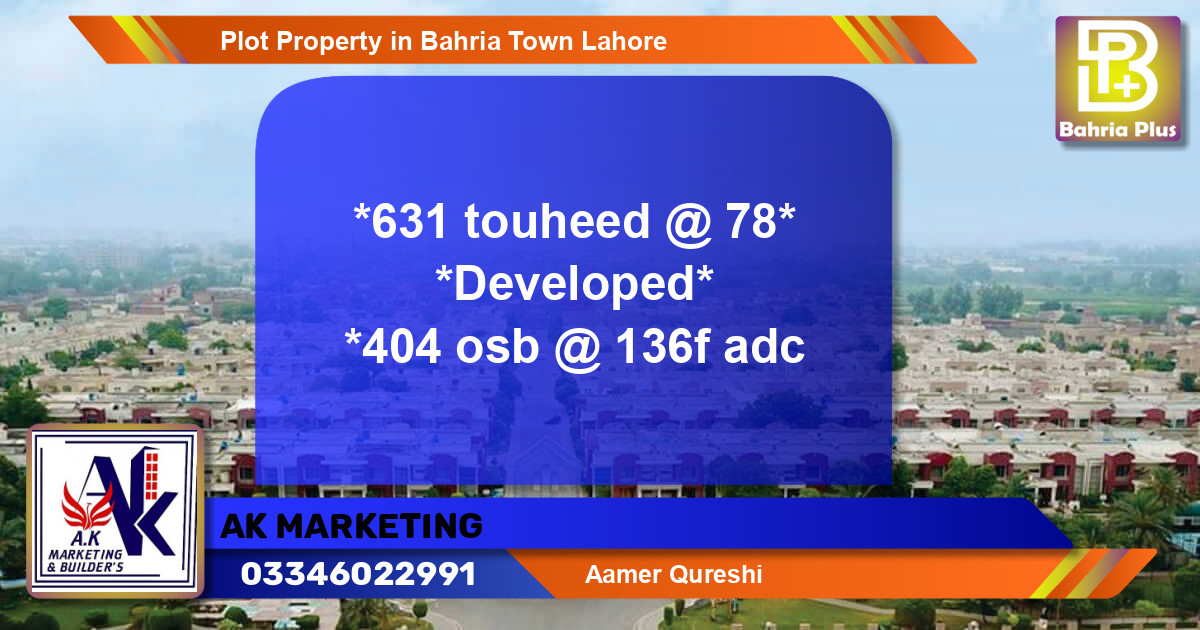 Residential Plot for Sale in Bahria Town, Lahore - (BP-85702)