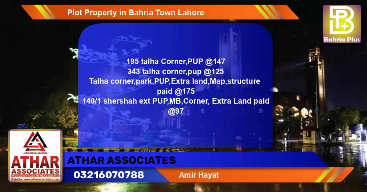 Residential Plot for Sale in Bahria Town, Lahore - (BP-85713)