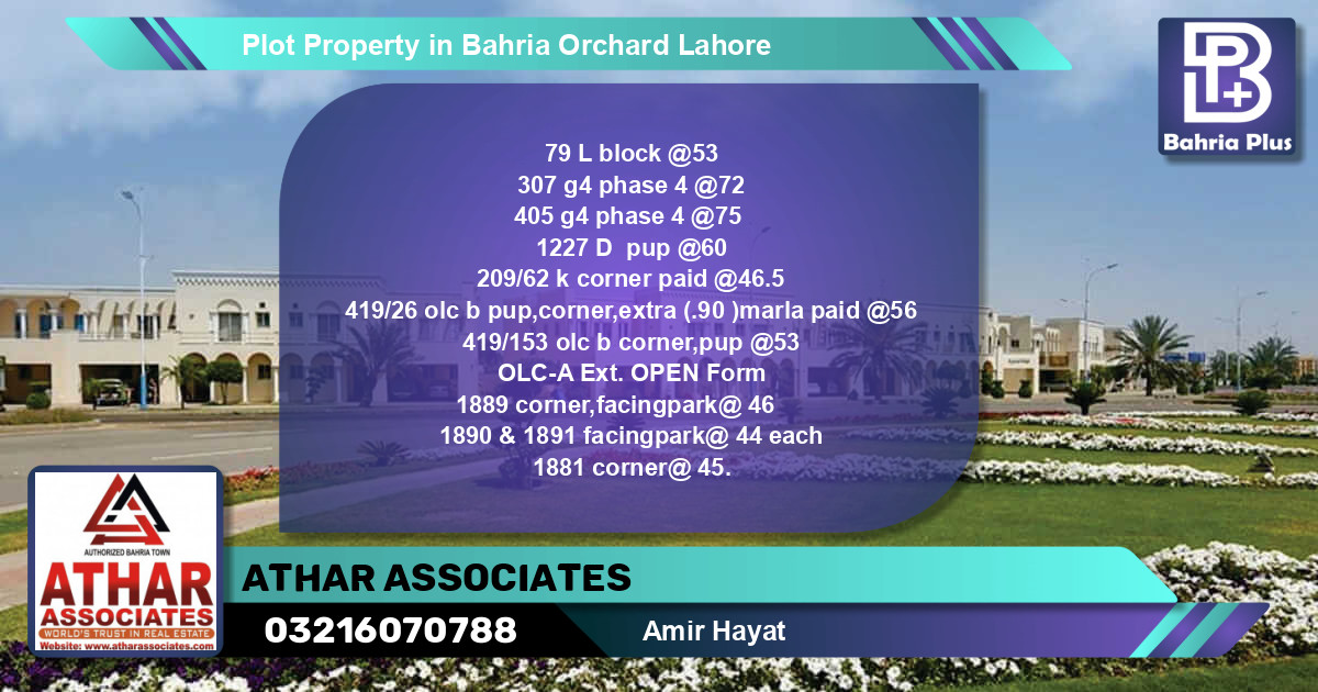 Residential Plot for Sale in Bahria Orchard, Lahore - (BP-85714)