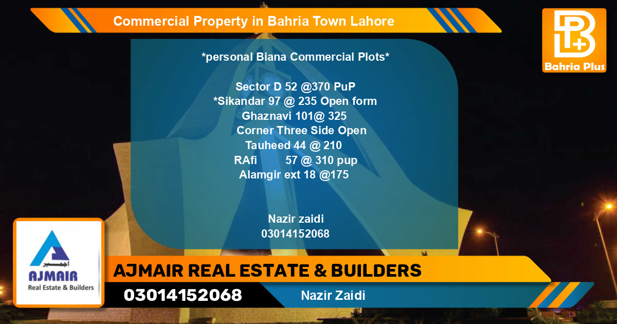 Commercial Property for Sale in Bahria Town, Lahore - (BP-85734)