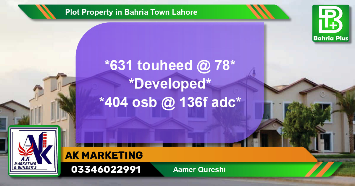 Residential Plot for Sale in Bahria Town, Lahore - (BP-85742)