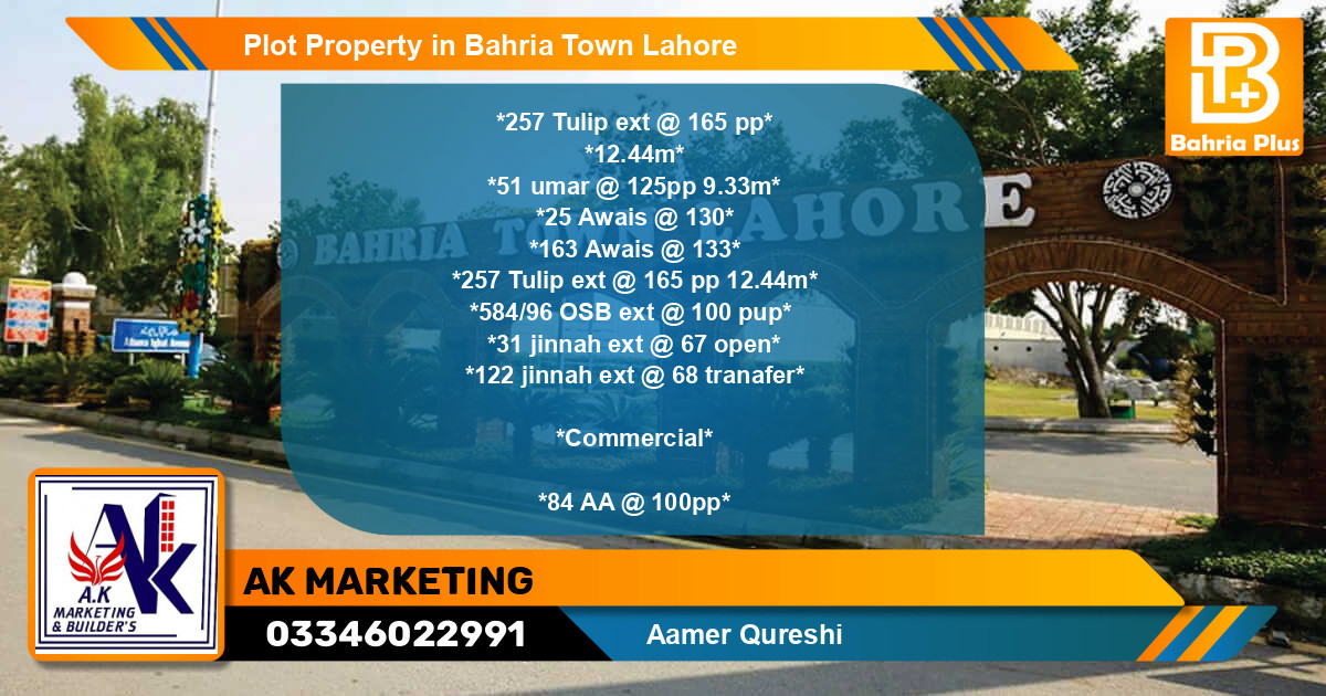 Commercial Plot for Sale in Bahria Town, Lahore - (BP-85744)