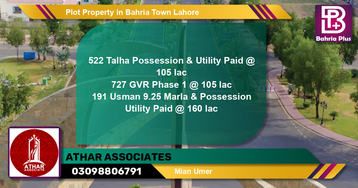 Residential Plot for Sale in Bahria Town, Lahore - (BP-85767)