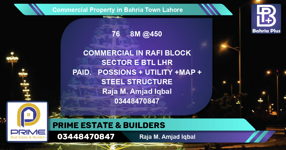 Commercial Property for Sale in Bahria Town, Lahore - (BP-85769)
