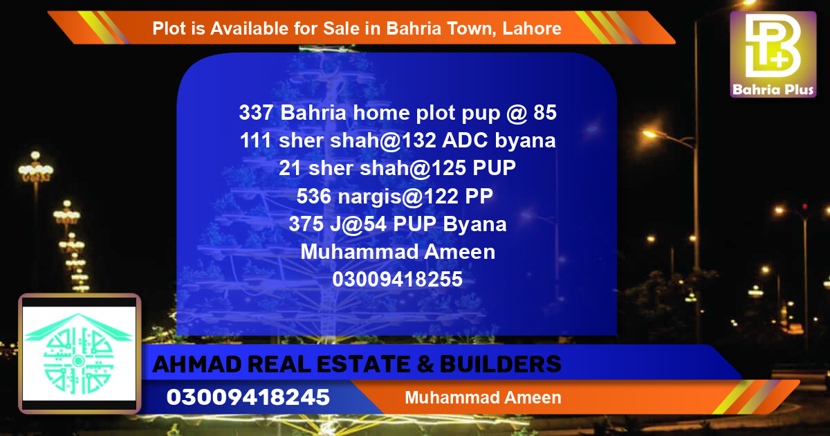 Residential Plot for Sale in Bahria Town, Lahore - (BP-85785)