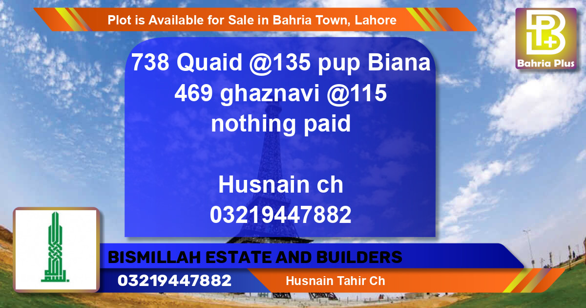 Residential Plot for Sale in Bahria Town, Lahore - (BP-85789)