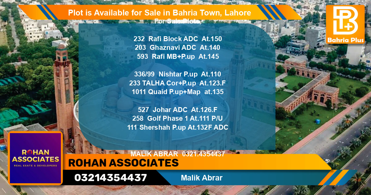 Residential Plot for Sale in Bahria Town, Lahore - (BP-85802)