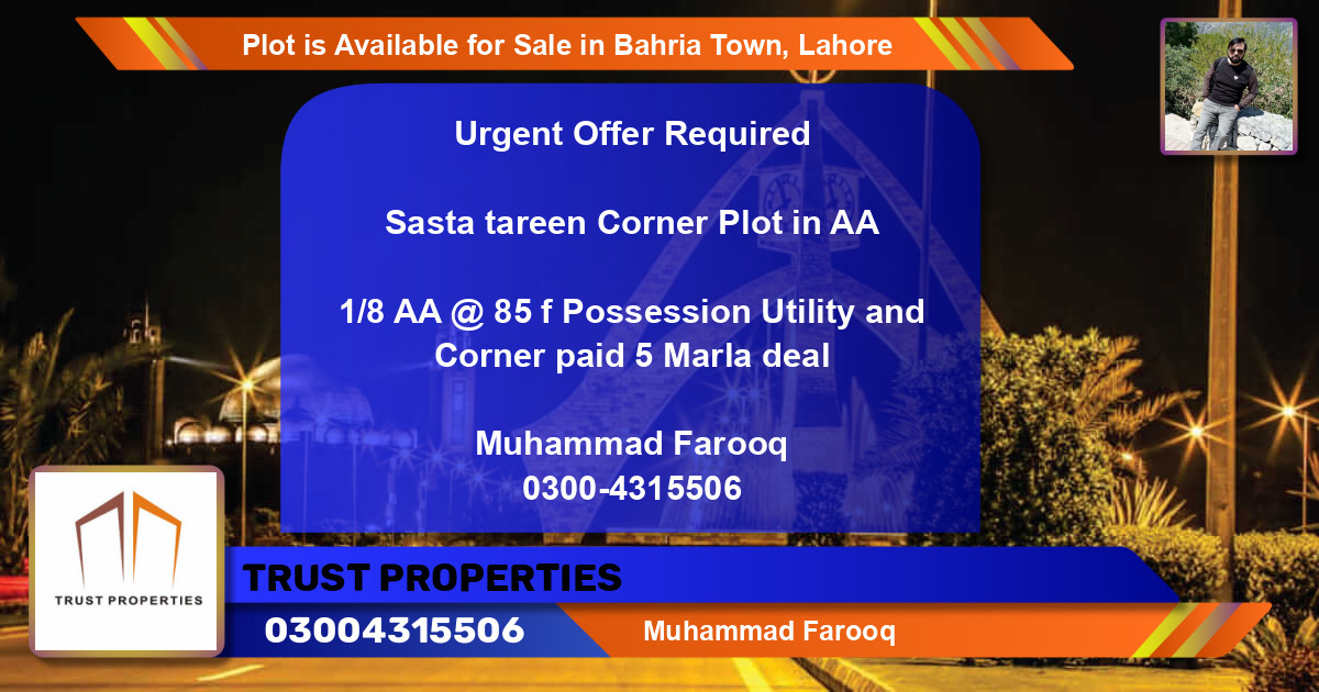 Residential Plot for Sale in Bahria Town, Lahore - (BP-85819)