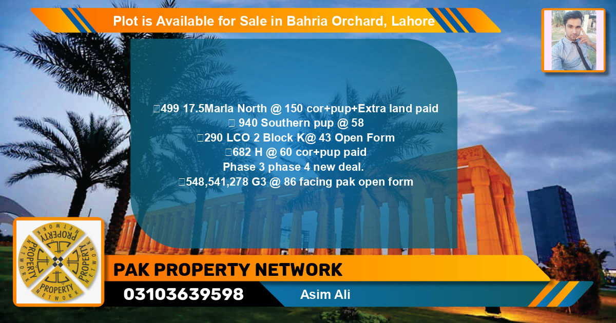 Residential Plot for Sale in Bahria Orchard, Lahore - (BP-85850)