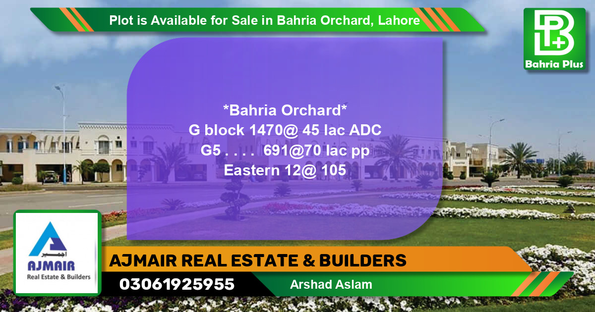 Residential Plot for Sale in Bahria Orchard, Lahore - (BP-85853)