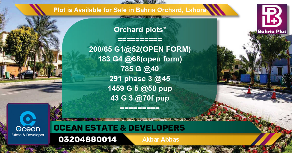 Residential Plot for Sale in Bahria Orchard, Lahore - (BP-85860)