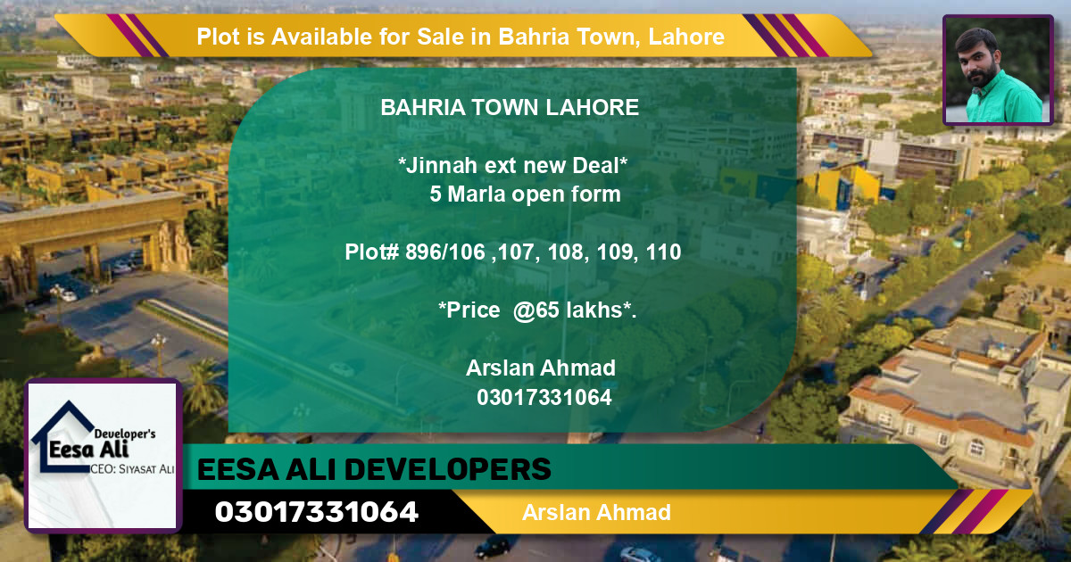 Residential Plot for Sale in Bahria Town, Lahore - (BP-85865)