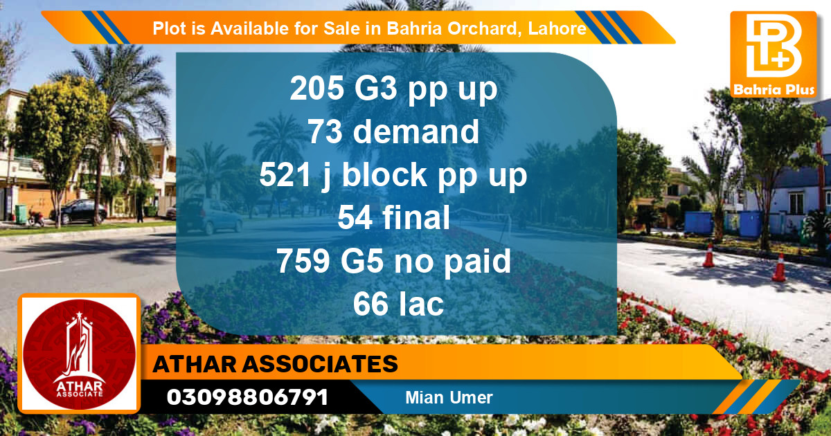 Residential Plot for Sale in Bahria Orchard, Lahore - (BP-85867)