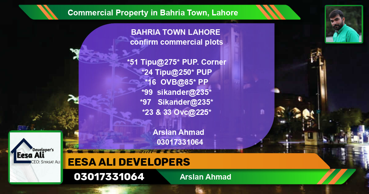 Commercial Property for Sale in Bahria Town, Lahore - (BP-85869)