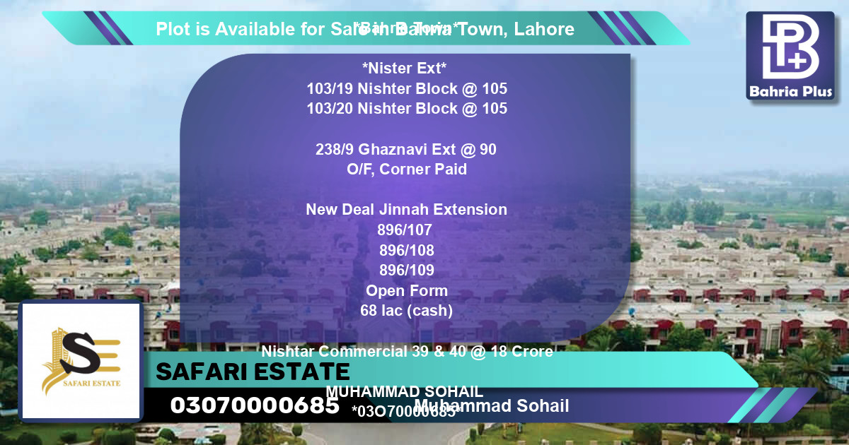 Commercial Plot for Sale in Bahria Town, Lahore - (BP-85917)