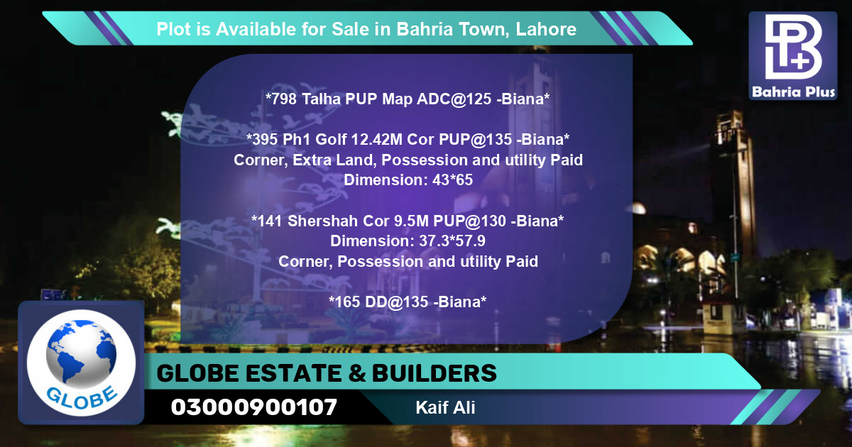 Residential Plot for Sale in Bahria Town, Lahore - (BP-85930)