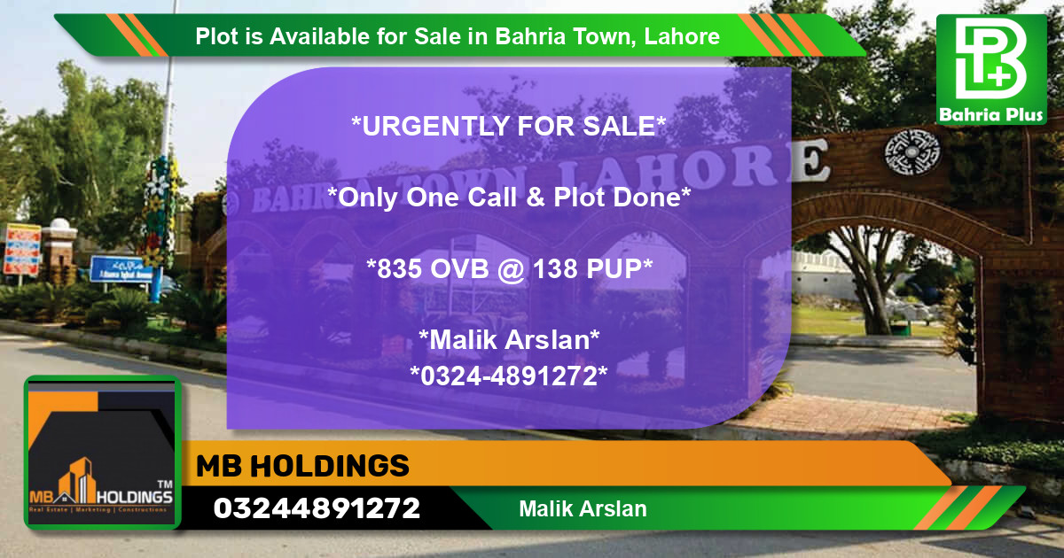 Residential Plot for Sale in Bahria Town, Lahore - (BP-85936)