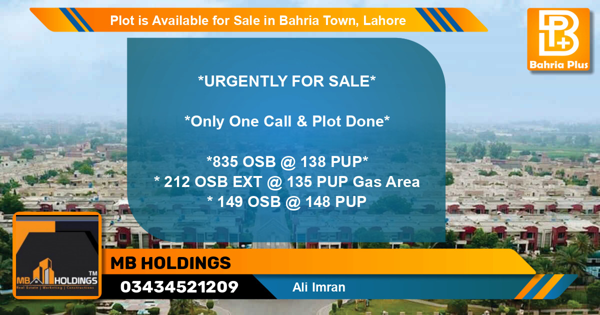 Residential Plot for Sale in Bahria Town, Lahore - (BP-85939)