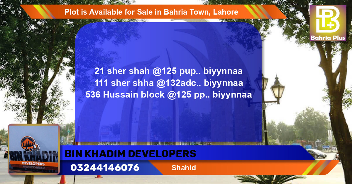 Residential Plot for Sale in Bahria Town, Lahore - (BP-85953)