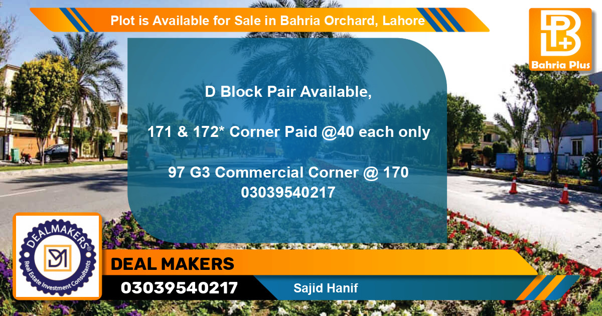 Commercial Plot for Sale in Bahria Orchard, Lahore - (BP-85966)