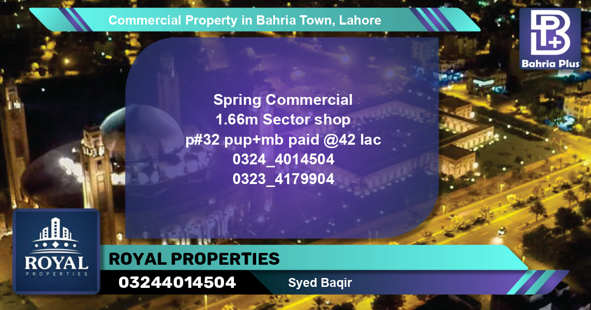 Commercial Property for Sale in Bahria Town, Lahore - (BP-85971)