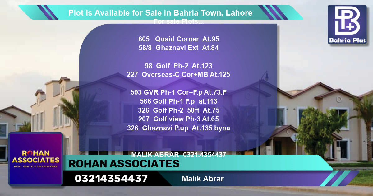 Residential Plot for Sale in Bahria Town, Lahore - (BP-85976)