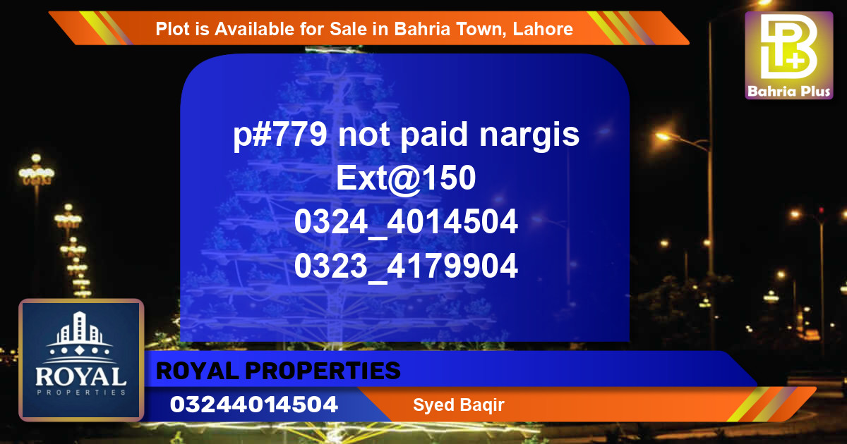 Residential Plot for Sale in Bahria Town, Lahore - (BP-85980)