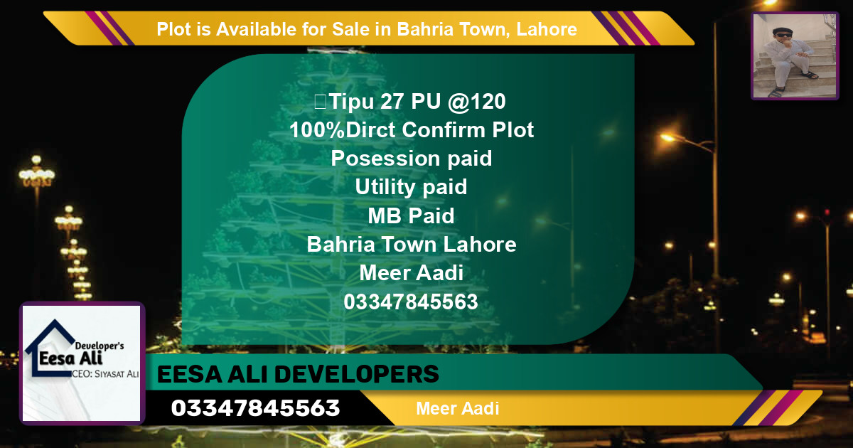 Residential Plot for Sale in Bahria Town, Lahore - (BP-85986)