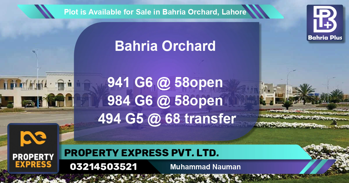 Residential Plot for Sale in Bahria Orchard, Lahore - (BP-85993)