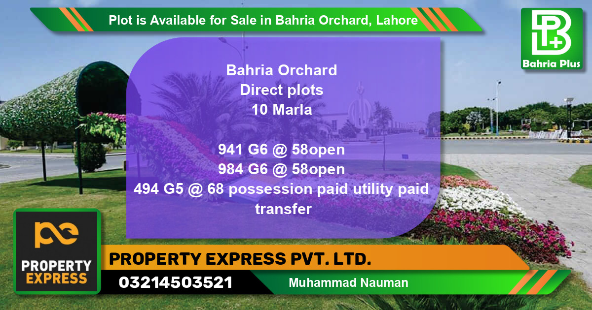 Residential Plot for Sale in Bahria Orchard, Lahore - (BP-85997)