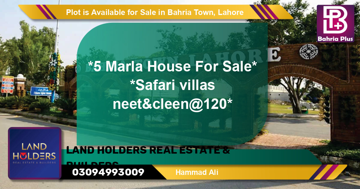 Residential Plot for Sale in Bahria Town, Lahore - (BP-86000)