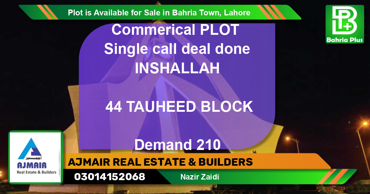 Residential Plot for Sale in Bahria Town, Lahore - (BP-86065)
