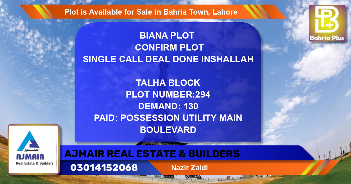 Residential Plot for Sale in Bahria Town, Lahore - (BP-86073)