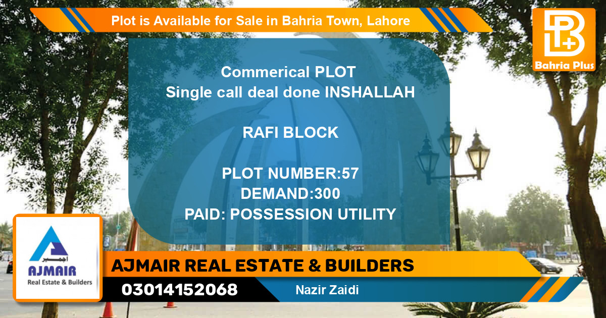 Residential Plot for Sale in Bahria Town, Lahore - (BP-86074)