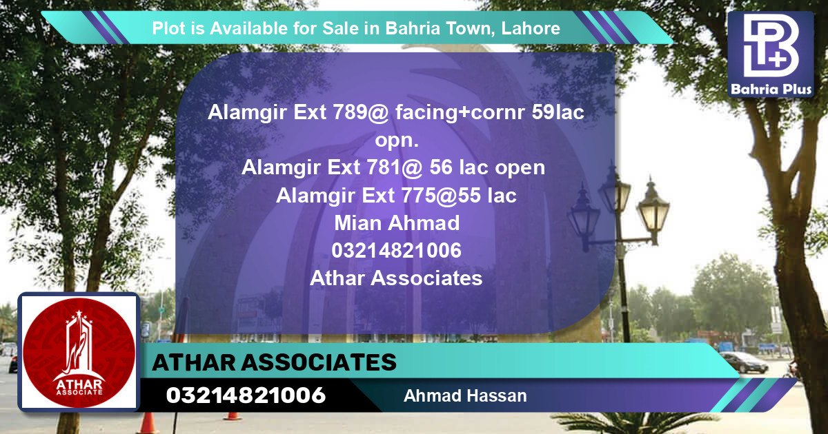 Residential Plot for Sale in Bahria Town, Lahore - (BP-86078)