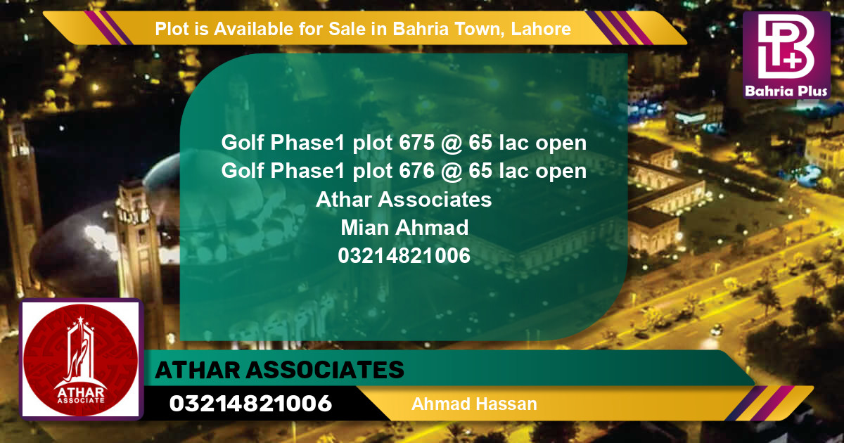 Residential Plot for Sale in Bahria Town, Lahore - (BP-86080)