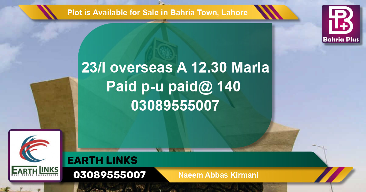 Residential Plot for Sale in Bahria Town, Lahore - (BP-86087)