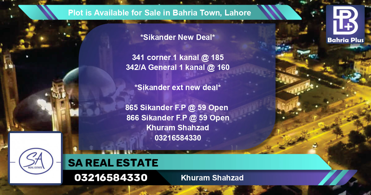 Residential Plot for Sale in Bahria Town, Lahore - (BP-86101)