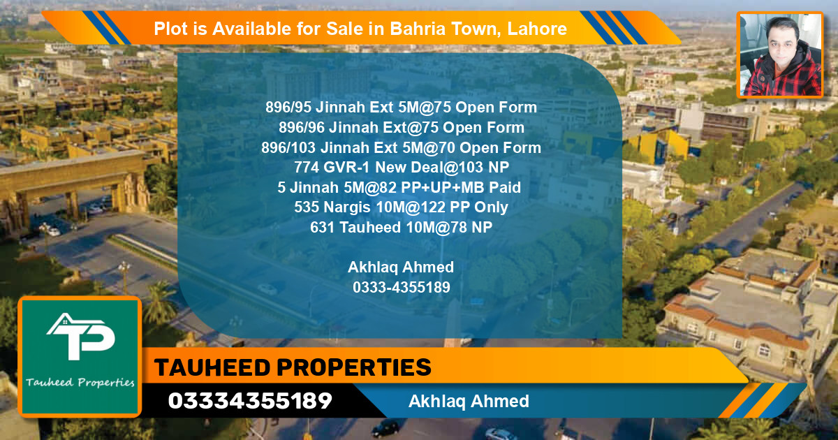 Residential Plot for Sale in Bahria Town, Lahore - (BP-86129)