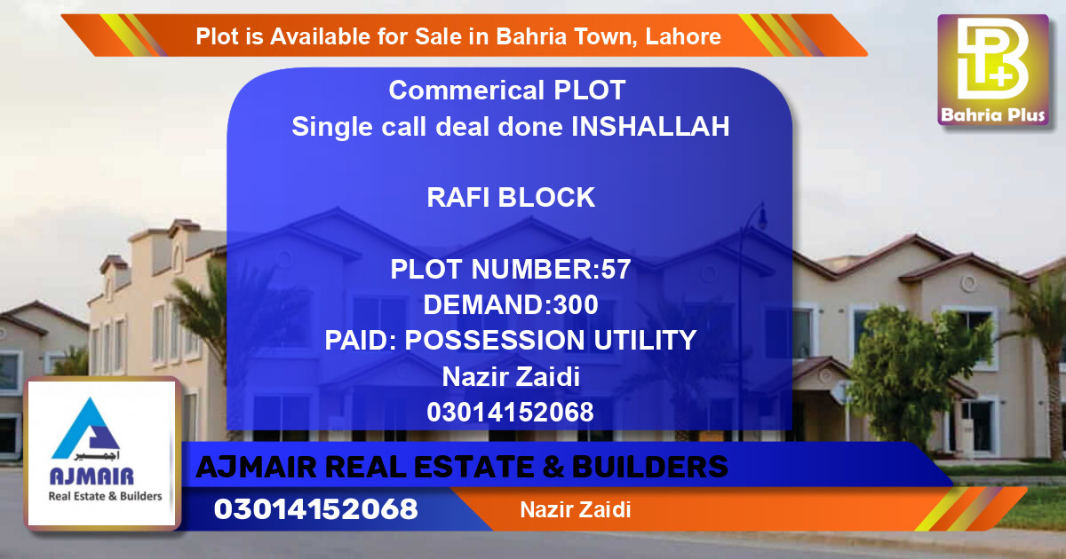 Residential Plot for Sale in Bahria Town, Lahore - (BP-86139)